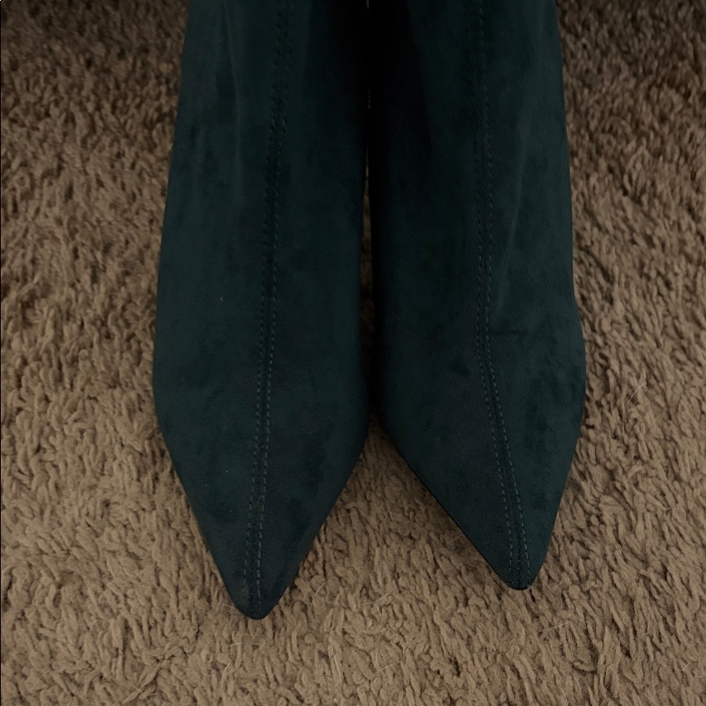 JustFab Dark Green Heeled Boots - Picture 3 of 5